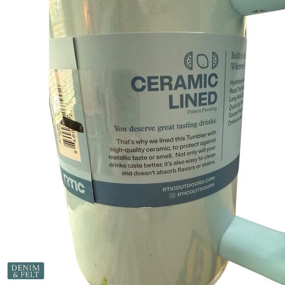 RTIC 40oz Road Trip Tumbler Ceramic Lined Sky Blue Insulated Mug with Handle NEW - Picture 5 of 10